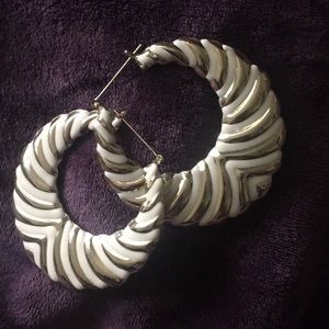 White and gold hoops